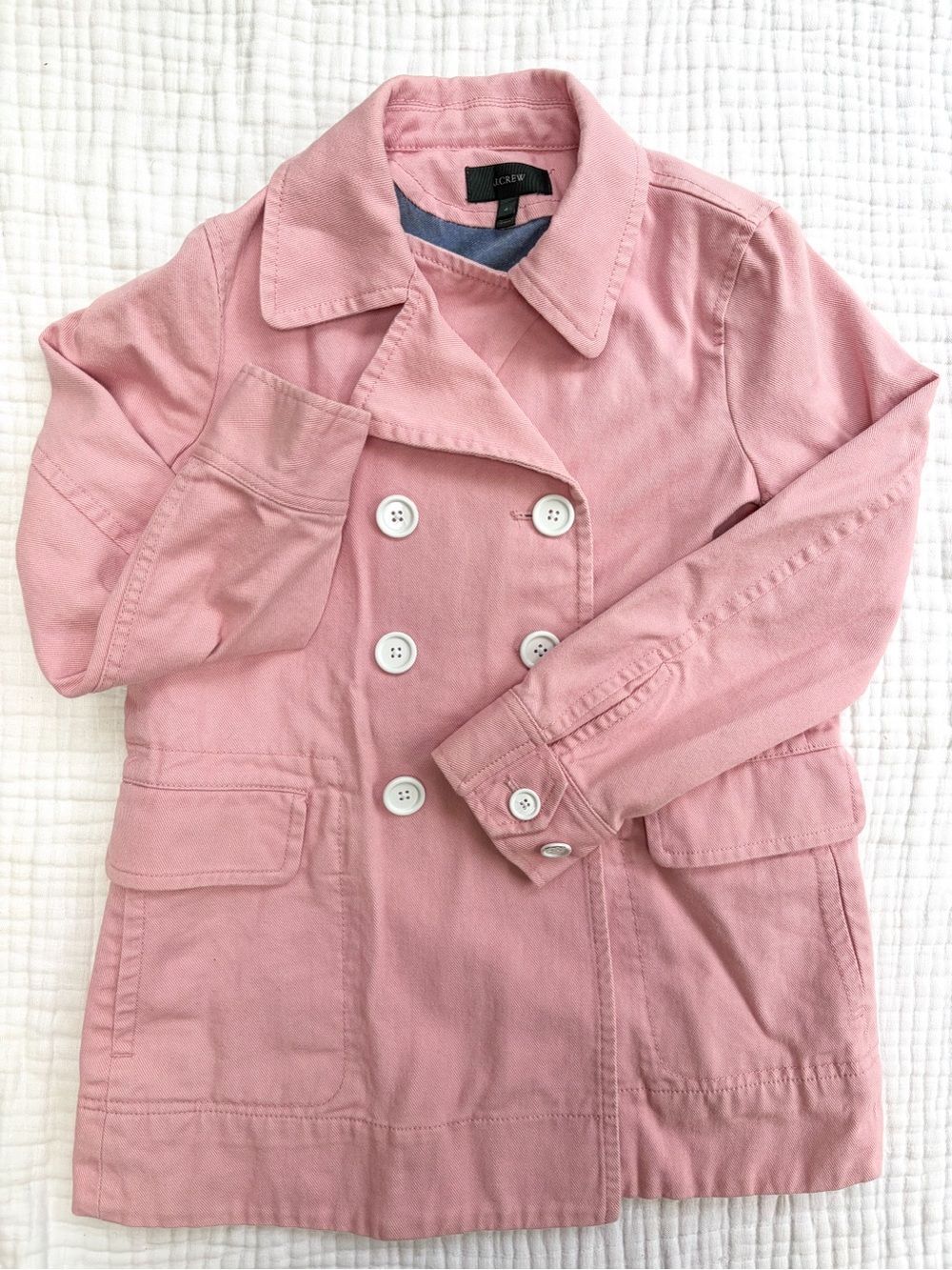 J.Crew Pink Cotton Peacoat Jacket Size 4 Preppy Spring Coat